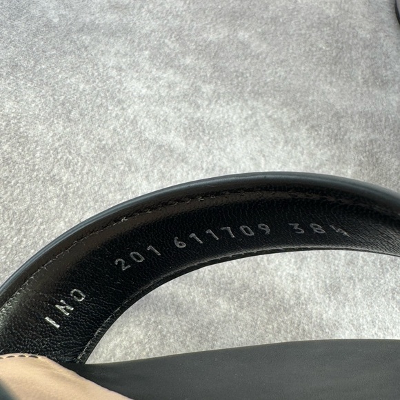 Alexander McQueen Black Leather Trompe L’oeil Wedge Strappy Sandals 8.5 - Picture 9 of 16